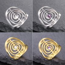 LIKGREAT Cho Ku Rei Anelli regolabili a spirale geometrica Zircone Gioielli in acciaio inossidabile Protezione Reiki Anello di guarigione Amuleto