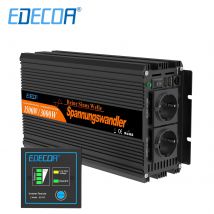 EDECOA 1500W 2500W inverter gelombang sinus murni DC 12V ke AC 220V 230V 240V off grid inverter surya converter mobil inverter