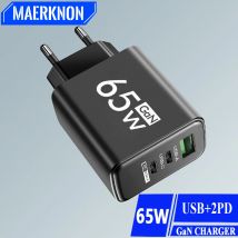 USB C GaN Schnellladegerät Insgesamt 65 W QC3.0 PD Multi 3 Ports Schnellladung Typ C Wandadapter für iPhone 16 Samsung Huawei Xiaomi