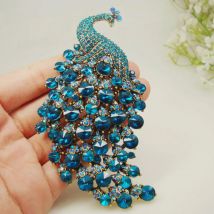 Blaue Vintage-Kristall-Pfauenbrosche für Damen, modisch, Party, Schmuck, Accessoires, Geschenk