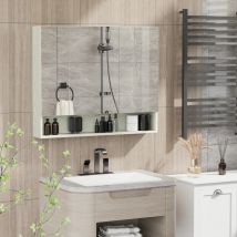 kleankin Armario de Baño con Espejo 3 Puertas Estante Ajustable 90x15x75 cm