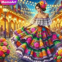 Momoart Woman Diamond Painting Kit Girl Portrait Embroidery Full Square Round Street Mosaic DIY Handmade Gift