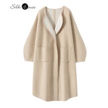 Weiche 100% Kaschmir Damen lose und modische lässige Stil einfarbige lange Laterne Ärmel Kaschmir pullover Strickjacke