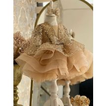 Kinder Pailletten Kleid2025Neue Langarm Mädchen Puffy Tüll Kleid Klavier Show Performance Kostüm Großhandel