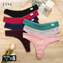 8Pcs Baumwolle Gestreiften Tangas Sexy V Taille Unterwäsche frauen Bequeme Höschen Niedrige Taille Solide G-string Weiche Sport Dessous m-XL