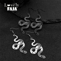 Hexerei Hohl Schlange Edelstahl Mond Creolen Frauen Männer Silber Schwarz Farbe Hexe Stern Gothic Tropfen Ohrringe Schmuck