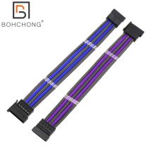 4MM 18AWG Sleeved SATA 15Pin Male to Female Power Extension Cable With Cables Combs HDD Sata Extension Adapter