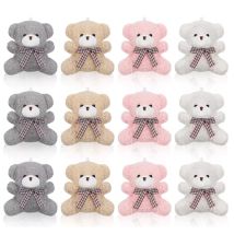 12 pezzi Orso Bomboniere per baby shower per ospiti Mini orsetto giocattolo Portachiavi Tag di ringraziamento Borsa in organza Regali per baby shower Feste di compleanno