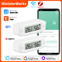 Tuya WiFi Zigbee 3.0 Sensore di umidità della temperatura Igrometro Termometro App Monitor remoto Funziona con Yandex Alexa SmartLife