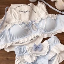 Lolita Mädchen süßes BH- und Höschen-Set Unterwäsche Schlaf-Dessous süße Kawaii-Spitze bequemes BH-Set Dessous Porno Bar Uniform