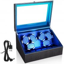 Uhrenbewegerbox für automatischen Uhrenbeweger, 6 Uhren, USB-betrieben, PU-Leder, 5 V–9 V, 1 A–2 A, globale Anwendbarkeit