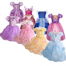 Bambini Principessa Costume Partito Fantasia Fiore Vestido Nuovo 2024 Natale Compleanno Carnevale Vesti Rapunzel Belle Travestimento Abito