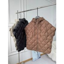 Schinteon Frauen 90 % weiße Entendaunen unregelmäßige Weste mit Kapuze lose ärmellose Jacke solide modische Herbst Winter Top 2025