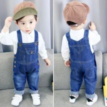 IENENS Kleinkind Kleinkind Jungen Lange Hosen Denim Overalls Latzhose Kinder Baby Jungen Jeans Overall Kleidung Kleidung Outfits Hosen