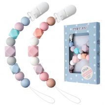 2 stücke Silikon Baby, Kleinkind Kleinkind Dummy Schnuller Schnuller Nippel Clip Kette Halter Strap Baby Beißring Kauen Spielzeug Zahnen Kette ﻿