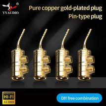 Reiner Kupfer-Vergoldeter Steckverbinder (8 Stück) - Hi-Fi Lautsprecherkabel-Anschluss, Werkzeugfreie Schraubanschluss, DIY Audio-Adapter
