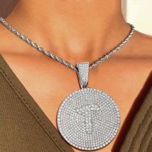 Iced Out Round Initials Name Necklaces For Women Men 4MM Rope Chain Bling Letters Necklace Hiphop Couple Gifts Jewelry