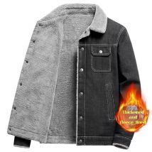 Arbeitskleidung Dicke Lammwolle Herren Denim Baumwolljacke Jeansjacke Winter Neuer Trend Warme Jacke Herren Hübsche Herrenjacke