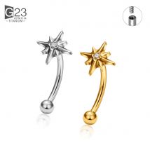 ASTM F136 Titan 16G CZ North Star Rook Ohrring 6mm 8mm 10mm 12mm gebogener Langhantel Augenbrauen Knorpel Tragus Labret Piercing