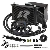 Oil Cooler Kit Universal LR 25 Row AN10 +Filter Adapter Hose Kit +7" Electric Fan Kit 3/4"-16UNF&M20*1.5&1/8"NPT Black