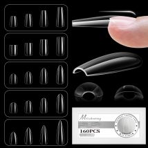 XS-L Natura Gel morbido Punte per unghie finte Copertura completa Stampa su capsule di mandorle Bara Estensione unghie finte lucide artificiali 16 dimensioni