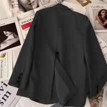 Koreanische Temperament Schlank Blazer Frauen Frühling Herbst Elegante Vielseitig Zurück Split Anzug Jacke Einreiher Lose Beiläufige Mantel