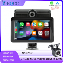 Bqcc 7 "mp5 auto player bt usb tf aux eingang eingebauter dvr mirror link drahtlos android auto/carplay auto stereo b5570r