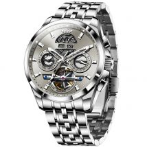 OUPINKE 3251 Watch For Men Auto Date Hollow Skeleton Luxury Automatic Mechanical Hand Clock Top Brand Waterproof Man Watches