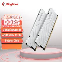 KingBank Silver DDR5 RAM 32GB Kit (2x16GB) 6000MHz Overclocking Pamięć do komputerów stacjonarnych do gier Kompatybilna z Intel XMP 3.0 i AMD Expo
