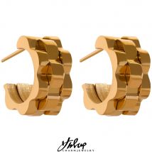 Yhpup Dichiarazione Struttura in metallo Orecchini geometrici in acciaio inossidabile placcato oro 18 carati Fascino minimalista Gioielli classici di moda alla moda