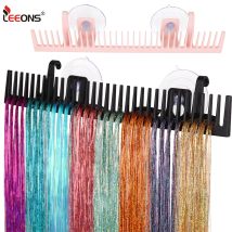 Leeons Hair Extension Holder For Styling Plastic Hanging Wig Stand Wall Mounted Braiding Hair Rack For Display,Styling,Drying