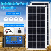 Portable Flexible Solar Panel Dual USB Solar Cells With 10A-100A Controller Power Bank Solar Charger for Phone Camping Outdoor
