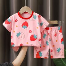 Sommer Mädchen Kurzarm Anzug Erdbeere Druck Baumwolle Kinder Mädchen Nachtwäsche T-shirt + Shorts 2 Stücke Kinder Sets Pyjamas 1 2 3 4T