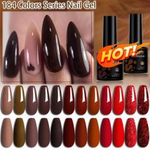LILYCUTE Smalto per unghie gel color marrone caffè Vino rosso Manicure Base semipermanente Top Coat opaco Soak Off Vernice gel per nail art