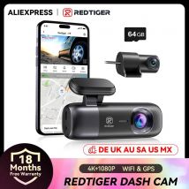 REDTIGER Dash Cam 4K Anteriore e Posteriore con WiFi 5.8GHz e GPS, Telecamera per Auto con Modalità Parcheggio, Visione Notturna e Controllo tramite App