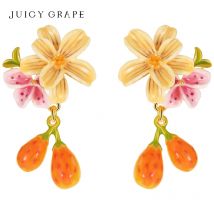 Saftige Trauben-Blumenohrringe – 2025, trendiges Emaille-Design in vergoldetem Silber |   Perfektes handgefertigtes Geschenk für Frauen