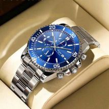 Orologi da lavoro da uomo di lusso Orologio da uomo al quarzo argento Orologio luminoso maschile
