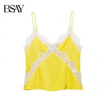 BSAY Spitzen-Spleißen, vielseitig, Herbst, neue Kollektion 2025, Damen-Unterwäsche-Stil, ärmellos, V-Ausschnitt, Träger-Top