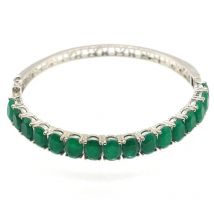 59x29mm Highly Recommend Top Selling Real Green Emerald Red Ruby Silver Bangle Bracelet