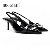 Mode Kette Kitten Heels Frauen Slingback Spitz High Heels für Frau Pumpen Damen Hochzeit Mit Hohen Absätzen Büro Moderne Schuhe
