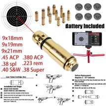 Cartucho de entrenamiento táctico con láser para calibración de barril en seco, 9mm 9x19mm, para GLOCK 43 17 19 Taurus G2C Snap Cap .380ACP