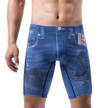 Neue Mode Eis Seide Unterwäsche lange Bein Boxershorts für Mann große Größe Jeans Stil Höschen Herren Luxus verlängern Unterhosen