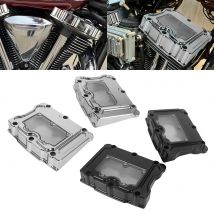 Motorcycle CNC Cut Clarity Engine Rocker Box Top Cover Black/ Chrome for Harley Twin Cam Low Rider FXDL FLHX FLHR FLTR FLHT
