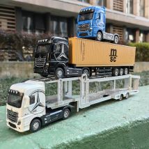 1:50 Duża ciężarówka odlewana ciężarówka Model samochodu Zabawki Kontener Wyciągnij dźwięk i światło Pojazdy transportowe Model Zabawki dla chłopców Prezenty