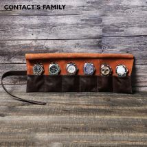 Contact's Familie Luxus 100% Rindsleder 6 Slots Uhren Roll koffer Reise tragbare Uhren halter hand gefertigten Aufbewahrung organisator