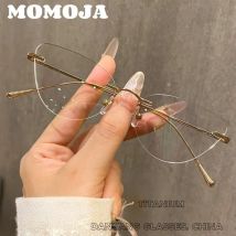 MOMOJA Occhiali Cat Eye senza montatura in titanio da donna Occhiali trasparenti da donna con montature per occhiali da vista diottrie 309ZM