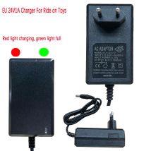 EU Plug Children's Electric Car Charger 24V1A with Light Prompt, Ride on Toys Car Power Adapter, 6V 12V Battery Charger, 2.1MM