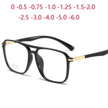 Double Beam Big Frame Square Nearsighted Glasses Women Men TR90 Short-sight  Eyeglasses Prescription 0 -0.5 -0.75 -1.0 To -6.0