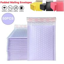 50 Stück rosa Poly-Luftpolsterumschläge, gepolsterte Umschläge, große, mit Luftpolsterfolie gefütterte Polymailer-Taschen für Versand, Verpackung, Maile, selbstklebend