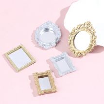 1pc 1/12 Dollhouse Miniature Frame Accessories Furniture Miniature Mirror Wall Room Mirror Mini Classical Doll House Mirrors
